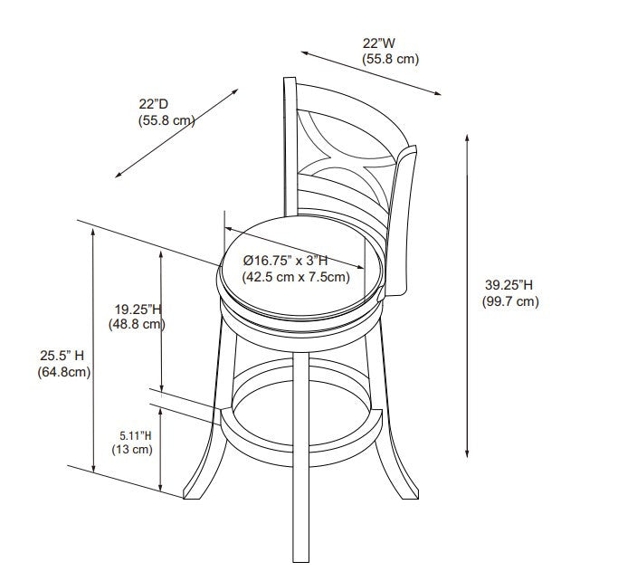 Tabouret Sawyer de hauteur comptoir en similicuir - crème et bleu