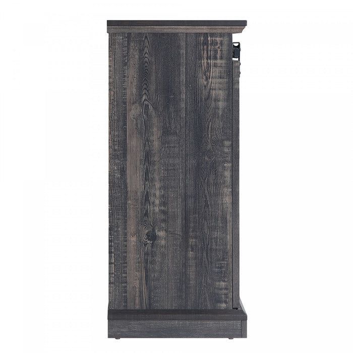 Foyer electrique moderne de style ferme Myrtle, 2 pieces, noir et brun antique
