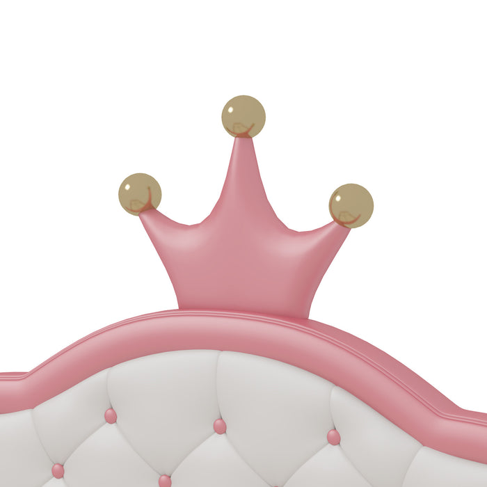 Lily Lit de Princesse Fantaisie Couronne Elegante avec Tete de Lit en Cuir PU Capitonne, Taille Twin