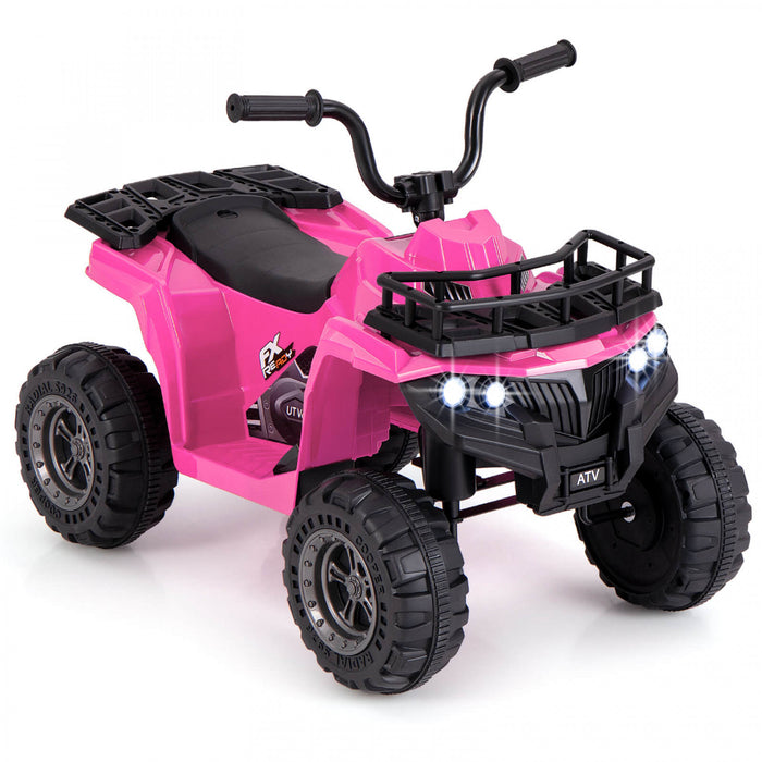 Costway Kids Ride On Electric Atv 6v Quad Car A 4 Roues Avec Pneus De Bande De Roulement De Demarrage A Un Bouton Rose