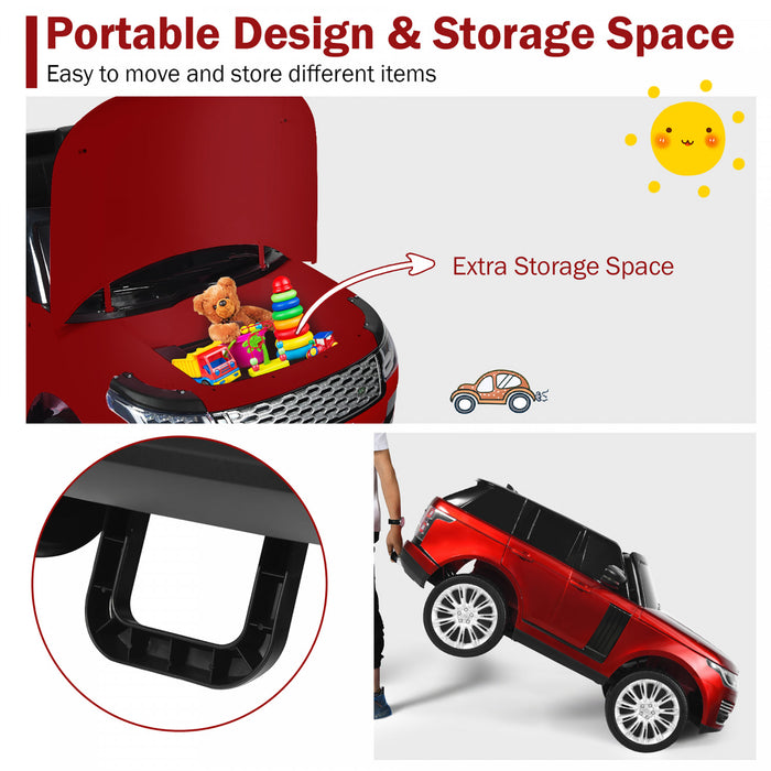 Costway 2 * 12v 2 Places Land Rover Enfants Sous Licence Sur La Voiture 4wd W / Peinture De Surface A Distance Rouge