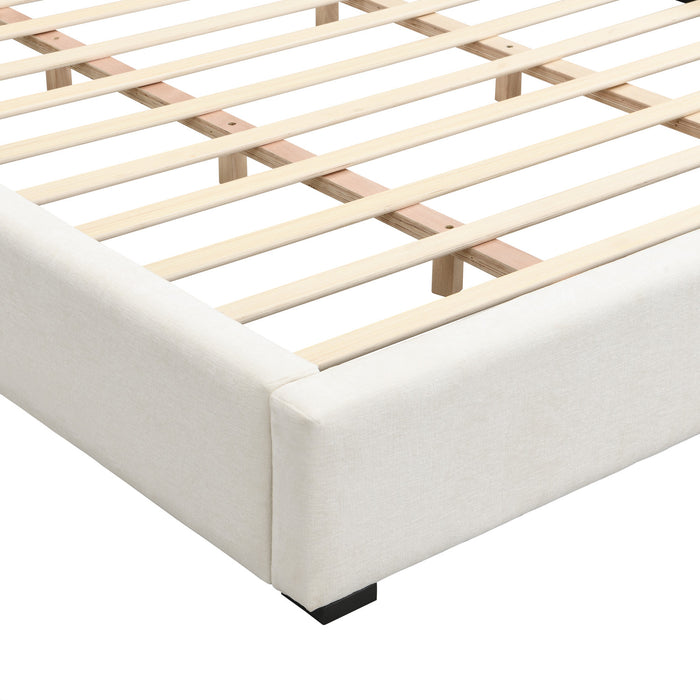 Charlotte Lit elegant avec revetement a bord large, Taille Queen, Beige