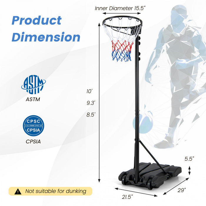 Objectif De Cerceau De Basket-ball Reglable De 8,5 A 10 Pieds Avec Pratique De Tir De Roue De Base A Remplissage