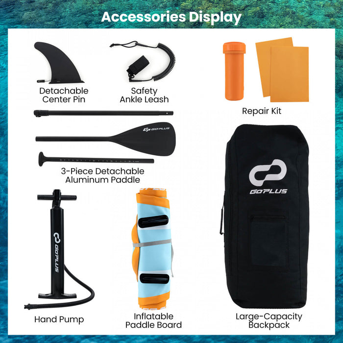 Petit Conseil Gonflable De Sup Goplus, Conseil De Pagaie Portable Avec Des Anneaux 5d Se Tiennent Sur Le Conseil De Pagaie Pour La Jeunesse Et L'adulte Orange