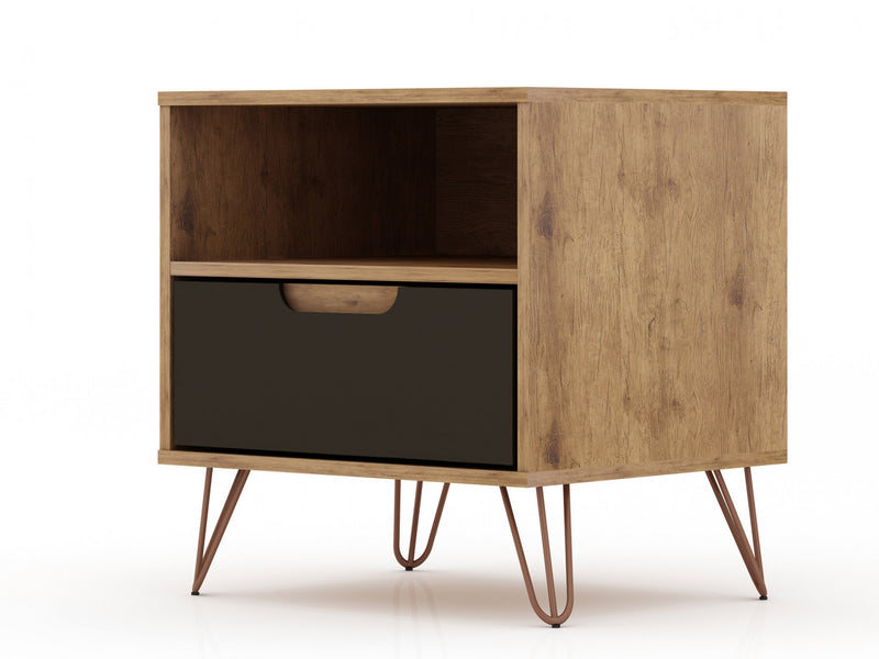 Table de nuit Rockefeller Mid-Century Modern 20\" en gris (1 tiroir) - Lot de 2