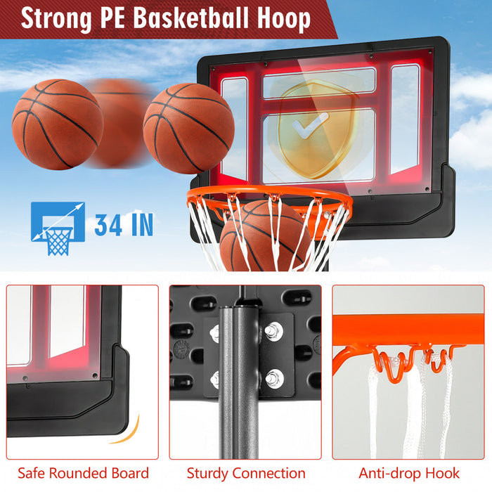 Panier De Basket Pour Enfants, Jouet De But De Basket Resistant Aux Intemperies Avec Hauteur Reglable De 132 A 250 Cm, Mini Panier De Basket Interieur Et Exterieur Pour Ecole, Gymnase, Allee