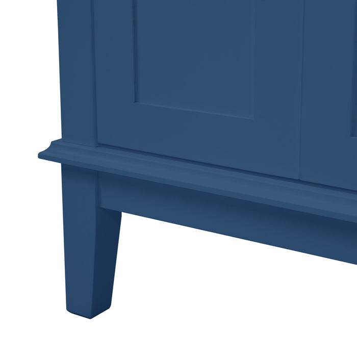 Savannah Meuble de salle de bain 30 pouces avec vasque en ceramique et armoire de rangement spacieux, Bleu marine
