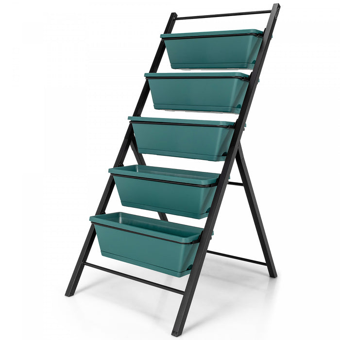 Boite De Planteur De Jardin Vertical Costway A 5 Niveaux Eleve Lit Eleve W / 5 Conteneur Vert