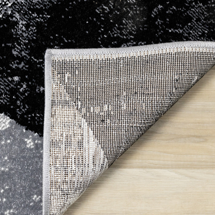 Tapis Covington triangle geometrique noir blanc gris vieilli, 7'10\" x 10'6\"