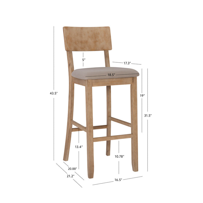 Tabouret bar Jorissen en tissu d'apparence lin - gris