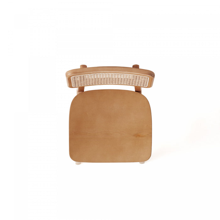 Tabouret de comptoir en bois a dossier cannage style industriel chic Versailles, naturel - Lot de 2