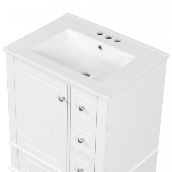 Sophia Meuble-lavabo de 24\" avec vasque en ceramique, Blanc