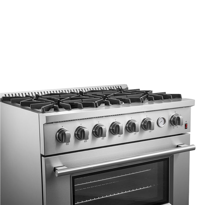 Cuisiniere a gaz Marco 36 pouces en acier inoxydable, 4,32 pi³ – FFSGS6277-36