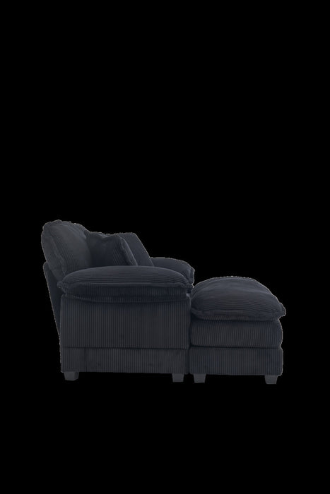Liam Canape d'interieur moderne en velours cotele 46,9\" avec 2 coussins moelleux, Noir