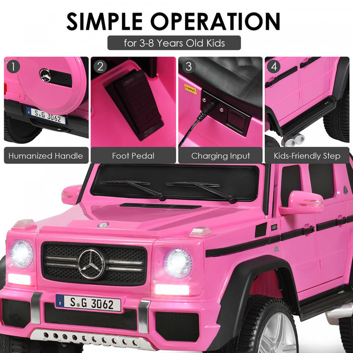 12v Autorise Mercedes-benz Enfants Roulent Sur La Voiture Rc Vehicules Motorises W / Tronc Rose