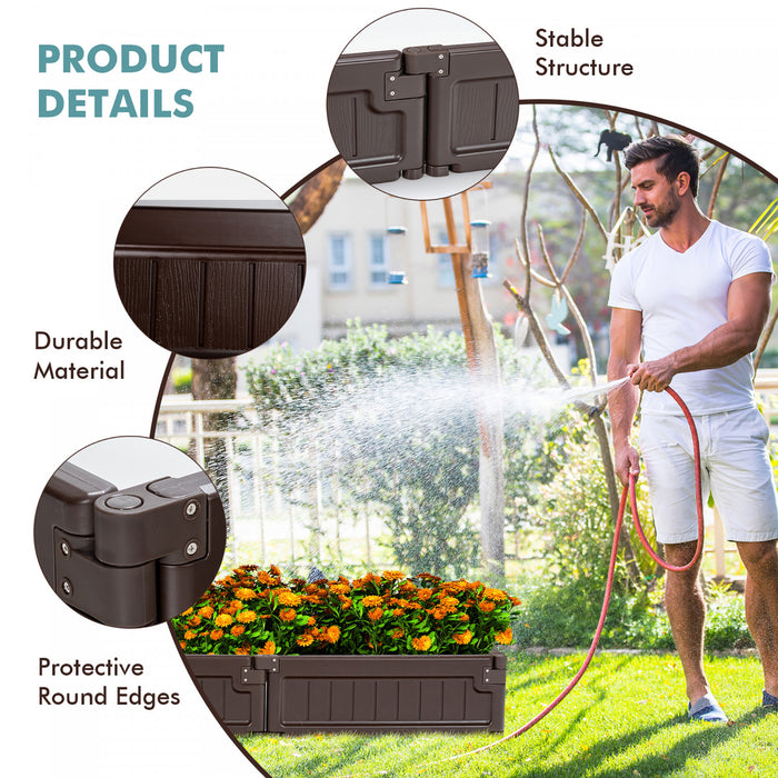 Cloture De Jardin, Bordures Pour Jardin Avec Fond Ouvert, Cloture De Jardin Plastique Avec Connexions Solides Par Charnieres, Configuration Flexible, Pour Jardin, Arriere-cour Et Serre, Avec 8 Panneaux, Marron