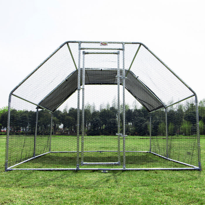 Pawhut Poulailler En Metal De 12 Pi Avec Toit, Cloture Pour Poulailler, Cage A Poulet, Enclos A Poulet Exterieur