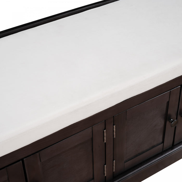 Daniel Banc De Rangement En Bois Massif Avec Armoire A Chaussures A 4 Portes Et Etageres Reglables, Finition Espresso