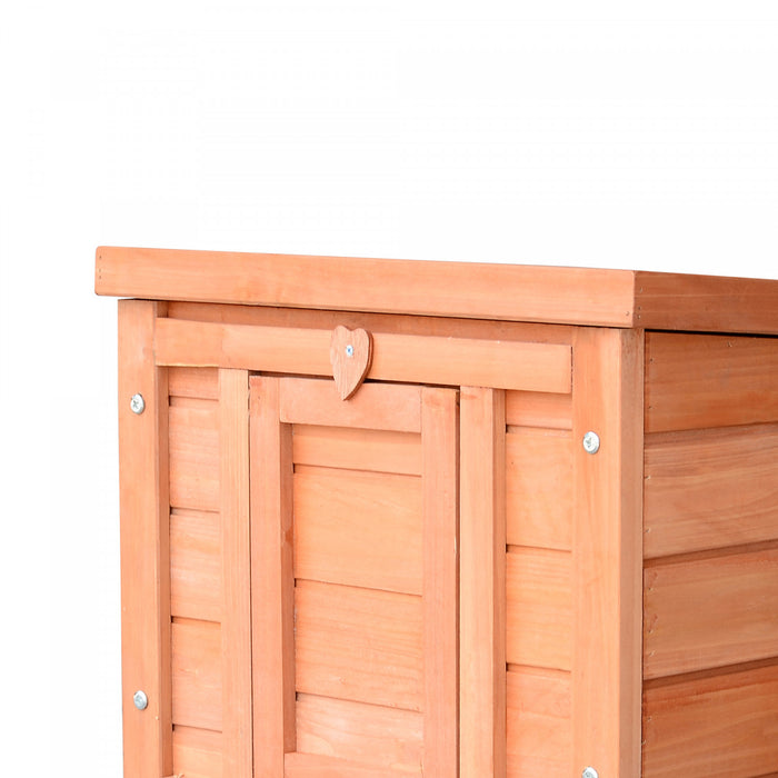 Pawhut 20\" X17\"x17\" Clapier En Bois Pour Lapins Maison Pour Petits Animaux Lapin Cochon D'inde Cage Pour Animaux De Compagnie Coop Abri Pour Chat Rouge Orange