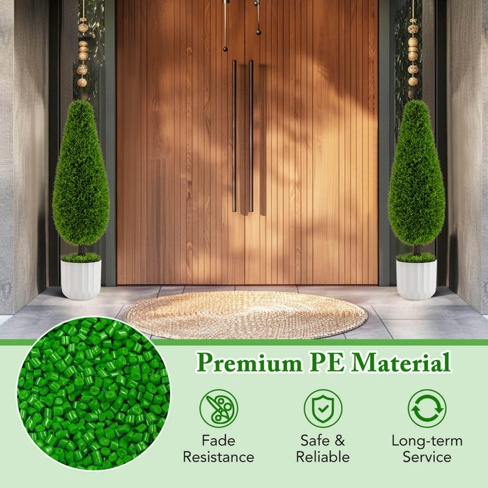 Costway 2 Pack Artificiel Cedre Plante 3 Ft Potted Teardrop Forme Bush Avec Premium Pe Feuilles
