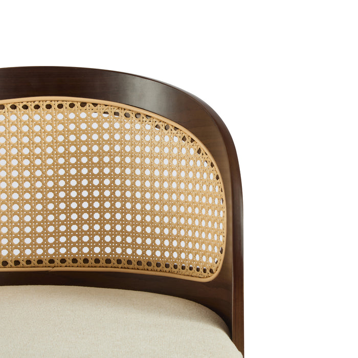 Calvin – Lot de 4 tabourets de bar de hauteur comptoir pivotants pour interieur avec dossier ergonomique, finition noyer