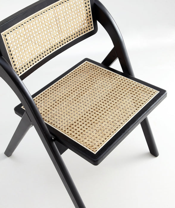 Chaise pliante en bois style industriel Lambinet, noir et naturel - Lot de 4