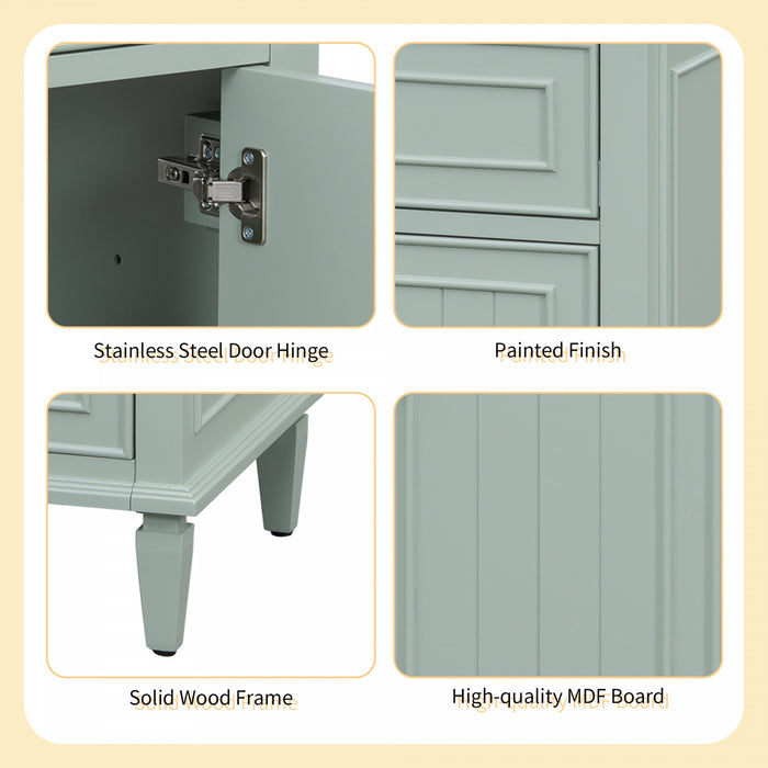 Vivo Meuble-Lavabo Simple 24 po avec Tiroir Bascule et Pieds en Bois Massif, Vert