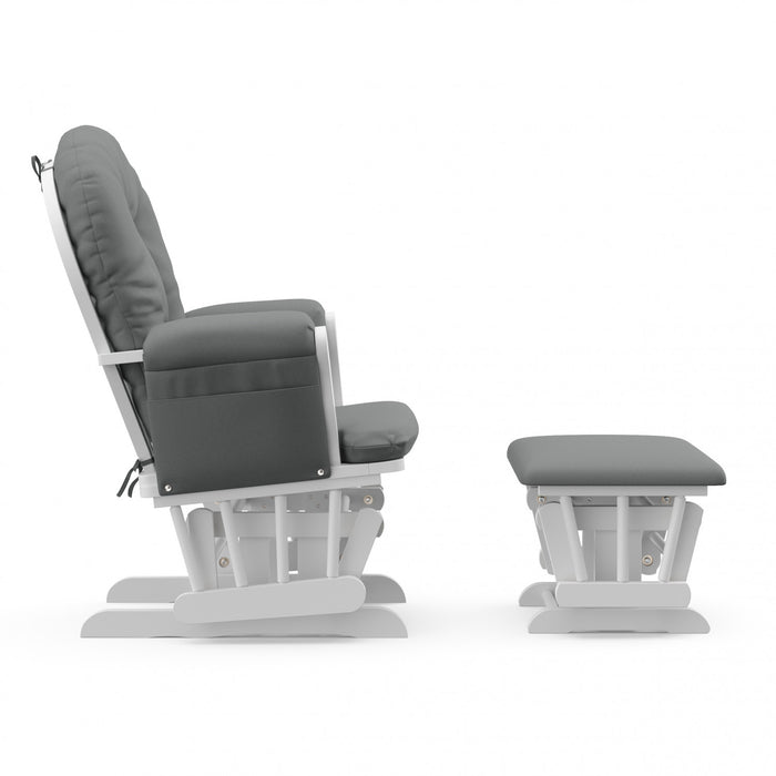 Storkcraft Hoop Fauteuil bercant et pouf - Blanc avec gris
