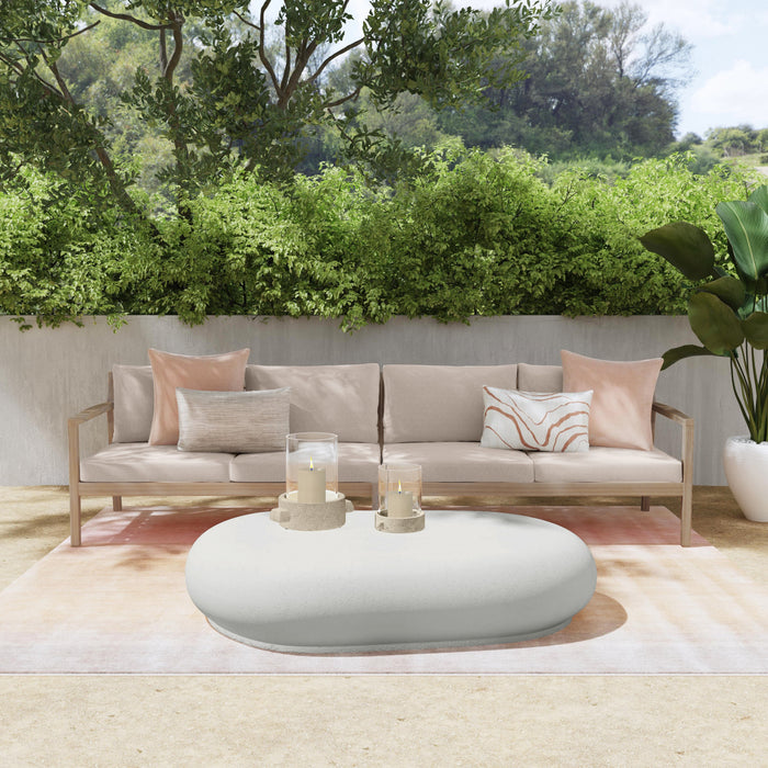 Causeuse Teagon de couleur beige et naturelle pour la terrasse à l’extérieur - ensemble de 2