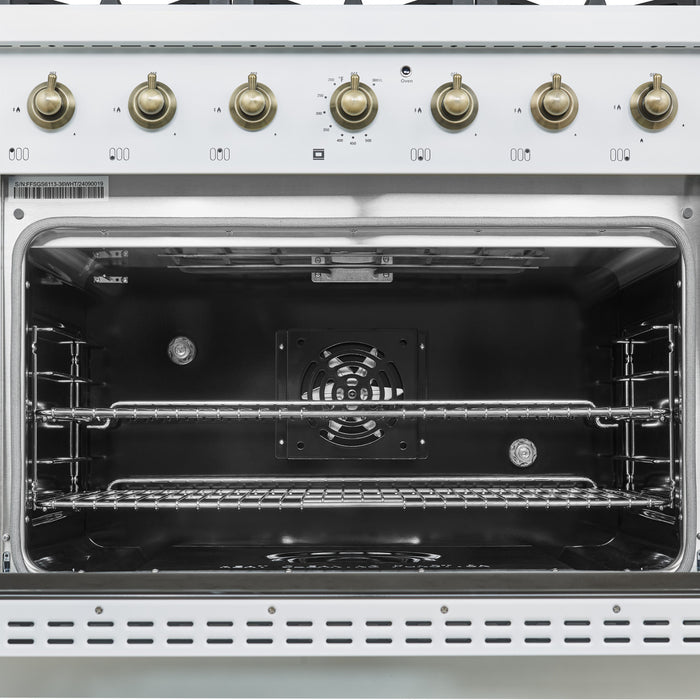 Cuisiniere a double combustible Antico de 36 po, blanche, 4,5 pi³ -FFSGS6113-36WHT