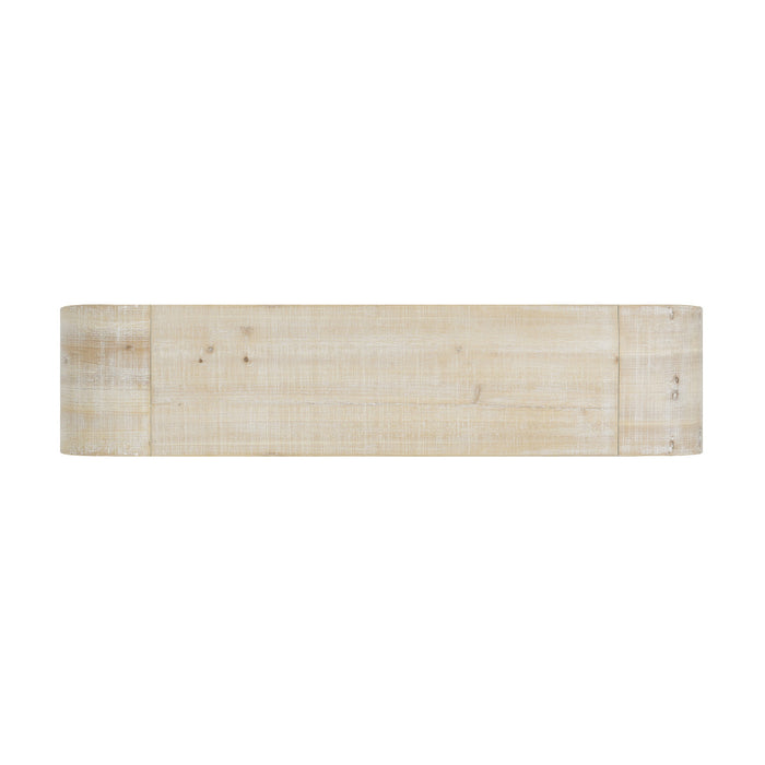 Cedar Table Console en Bois 52 po avec Bord Courbe et Finition Vieillie, Naturel