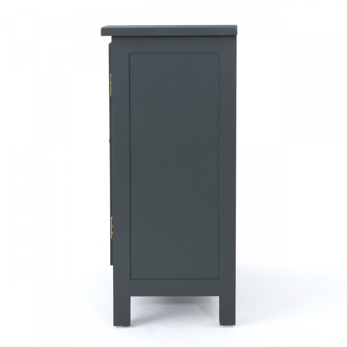 Joyce Armoire A Deux Portes En Bois De Sapin Massif Avec Finition Miroir, Gris Charbon