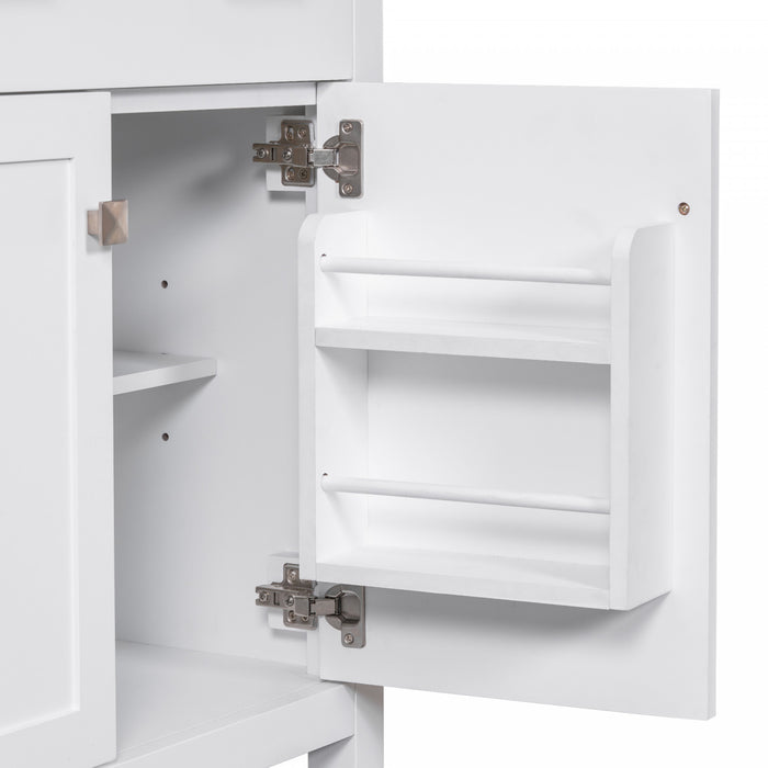 Meuble de salle de bain double moderne Felix 60 pouces avec lavabo ceramique et rangement, blanc