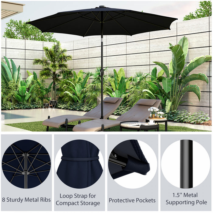 Costway Parasol de table de patio 10 FT avec 112 LED solaire, inclinaison avec manivelle, exterieur marine