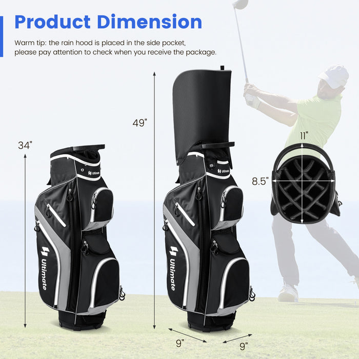 Sac De Chariot De Golf Leger Costway Avec 14 Diviseurs Superieurs De Maniere 9 Poches Sac De Refroidissement De Capuchon De Pluie