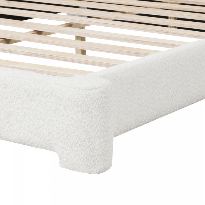 Joyce Lit confortable et elegant avec revetement pour chambre, Taille Queen, Blanc