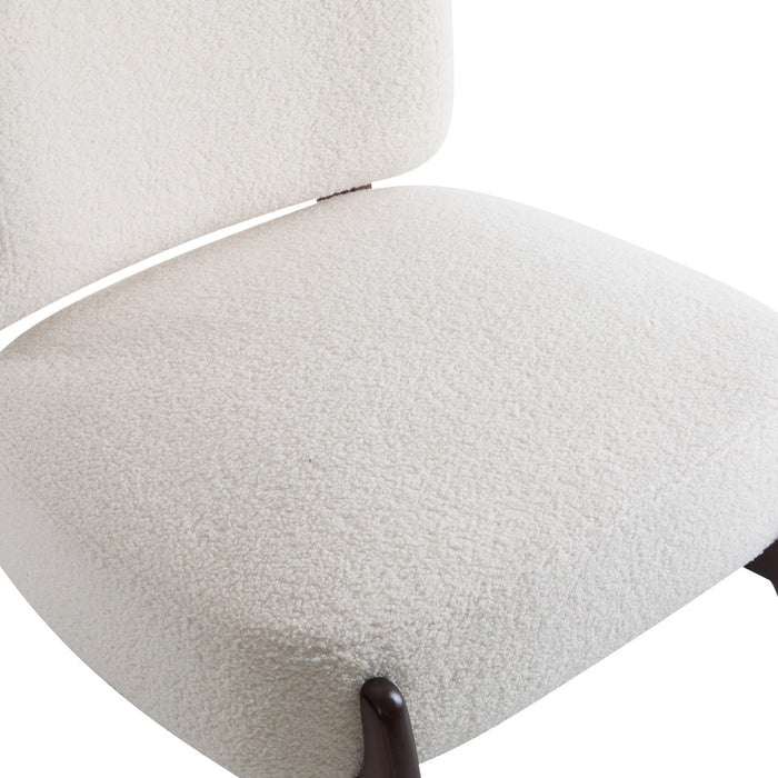 Coco Fauteuil de Salon Moderne en Bouclette avec Cadre en Bois Massif, Beige