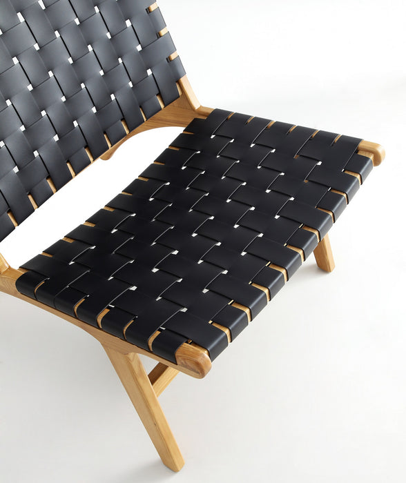 Fauteuil d’appoint Maintenon Industry Chic en bois et cuir vegetalien noir et naturel – Lot de 2