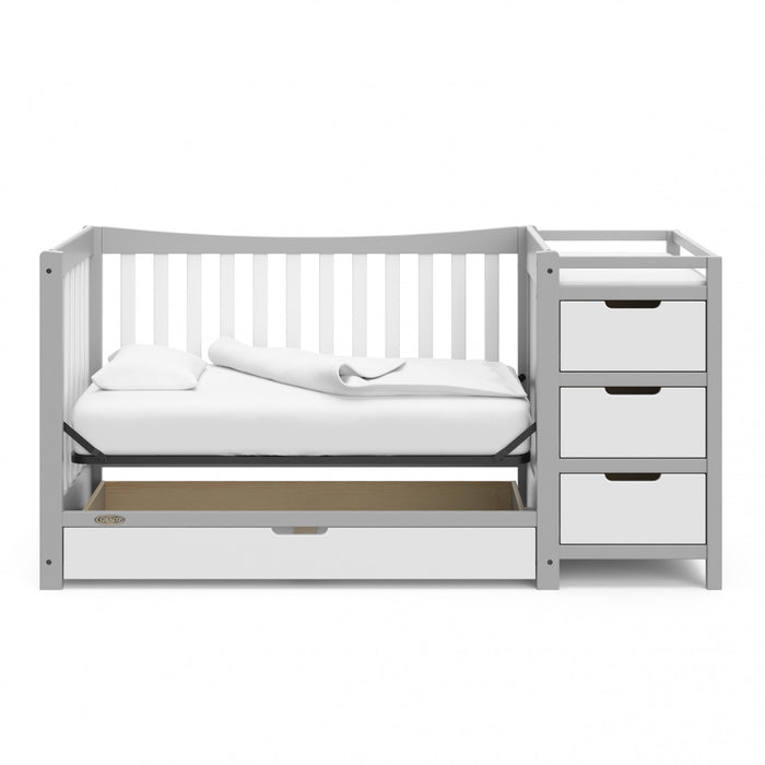 Graco Remi Lit de bebe convertible 4-en-1 avec table a langer - Gris galet avec blanc