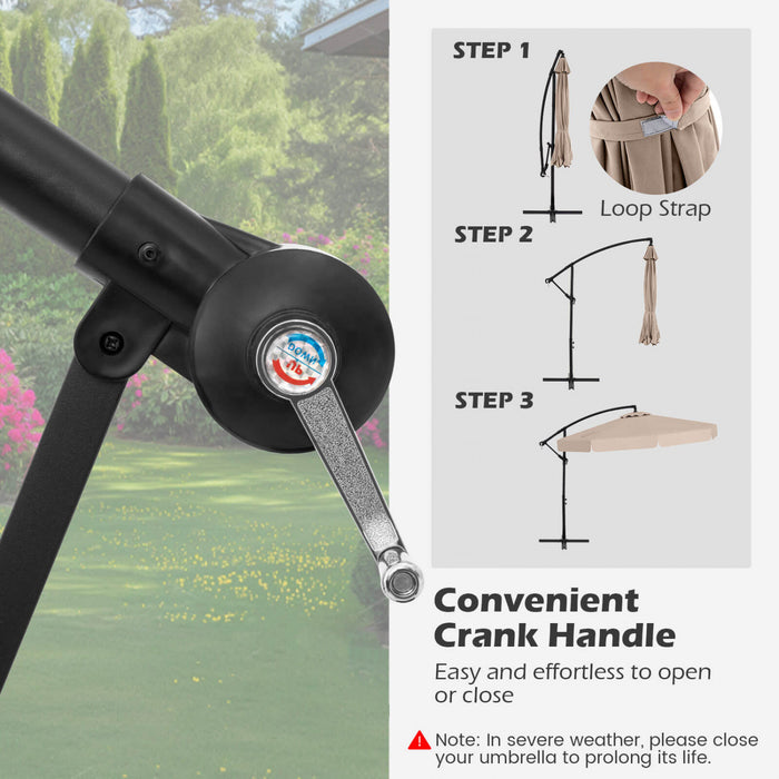 Costway Parasol suspendu deporte de 10 pieds, parasol cantilever de patio avec housse beige