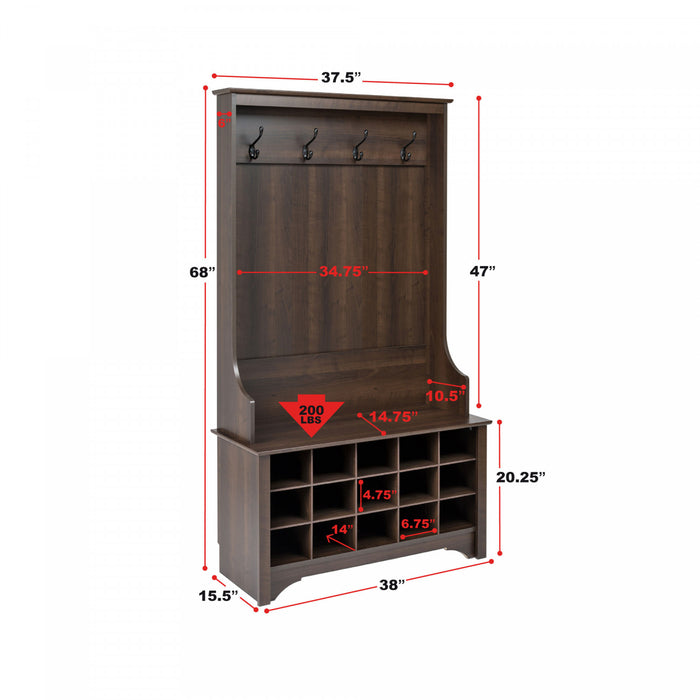 Portemanteau avec rangement pour chaussures - espresso