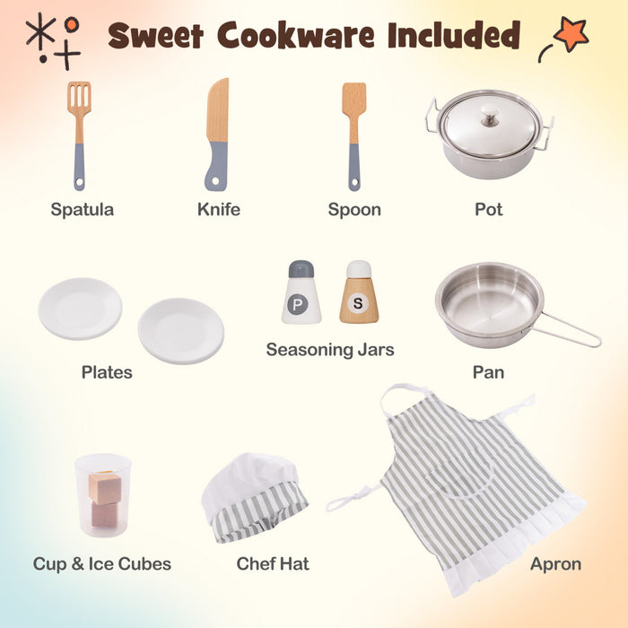Coin Costway Jouer Cuisine Avec Four A Micro-ondes Glacier Pour Enfants 3 Ans + Jouet En Bois