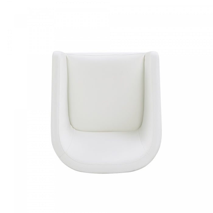 Fauteuil moderne en cuir vegetalien Anna Round blanc - Lot de 2