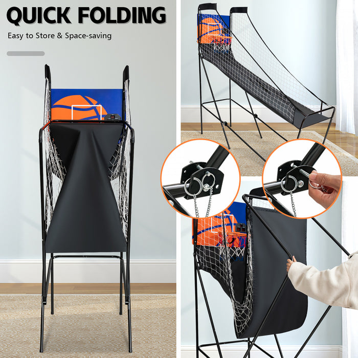 Jeu D'arcade De Basket-ball Pliable Costway, Avec Compteur Electronique, Filets Lateraux, 3 Ballons De Basket, 1 Pompe De Gonflage