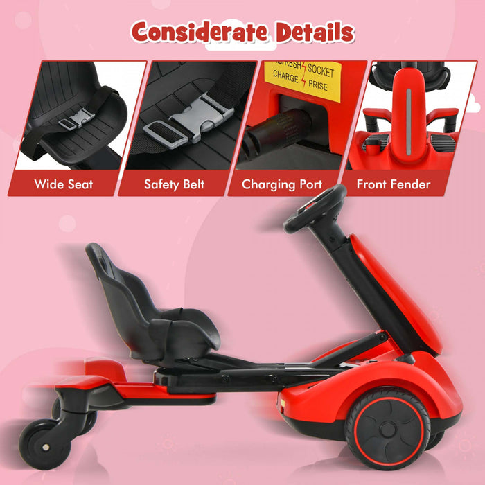 6v Karts De Drift, Voiture Karts Electrique Pour Enfants, Avec 5 Roues, Siege Reglable, Effets Sonores&klaxon, Jouet Voiture Enfants Avec Fonction De Derive, Pour 3-8 Ans, Charge 25 Kg, Rouge/rose/noir