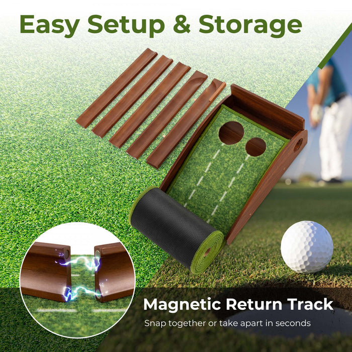 Costway Mettre Vert Pratique Golf Mettre Tapis Avec Auto Ball Retour Et 2 Tailles De Trou