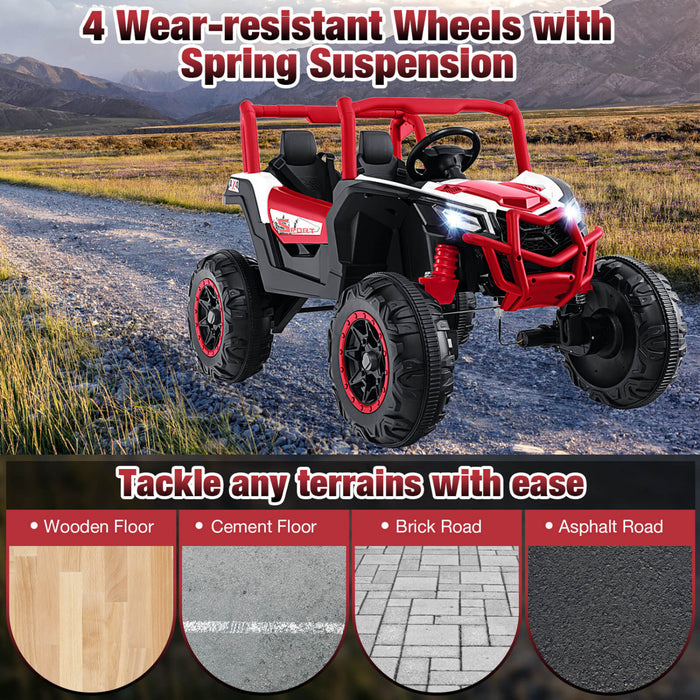Costway 24v Kids Ride Sur Utv Avec 4 X 100w Puissant Moteur Telecommande Haute / Basse Vitesse Rouge