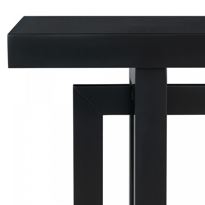 Table d'entree peinte Ethan 59,1'' avec design rectangulaire triple et pieds en bois de pin, noire