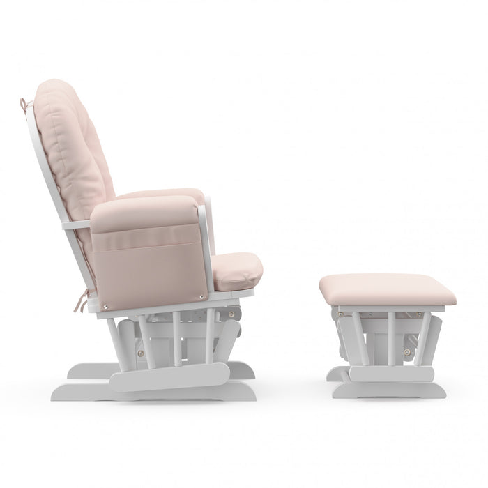 Storkcraft Hoop Fauteuil bercant et pouf - Blanc avec pink