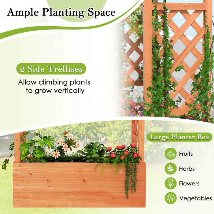Costway 2 Pcs Lit De Jardin Eleve Avec Trellis Et Toit Suspendu Drainage Eleve Planter Boite